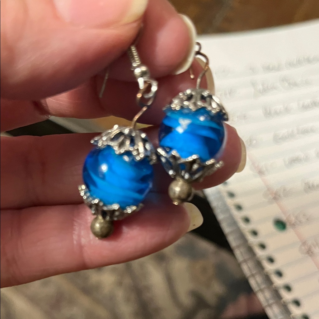 Blue Beaded Earrings 587